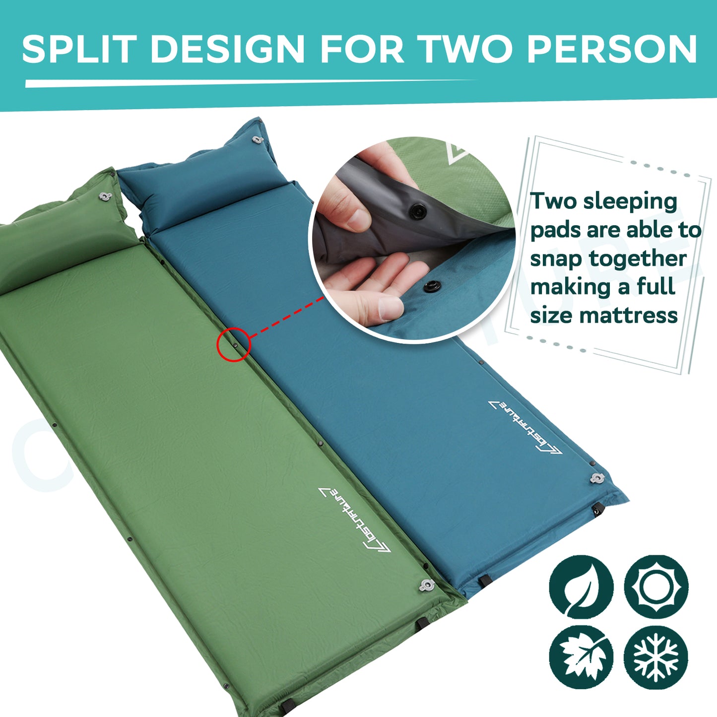 Clostnature Self Inflating Sleeping Pad for Camping - 1.5 inch/3.8cm Camping Pad, Lightweight Inflatable Sleeping Mat