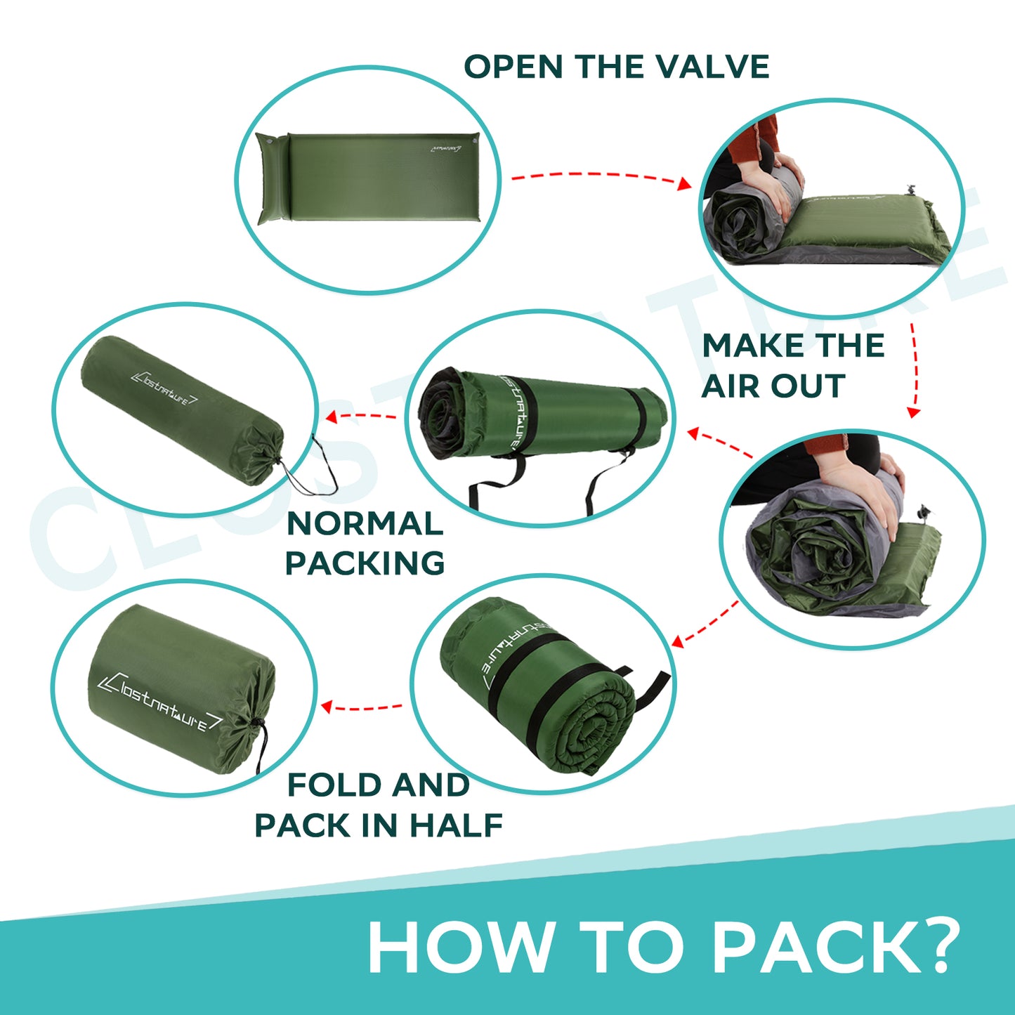 Clostnature Self Inflating Sleeping Pad for Camping - 1.5 inch/3.8cm Camping Pad, Lightweight Inflatable Sleeping Mat