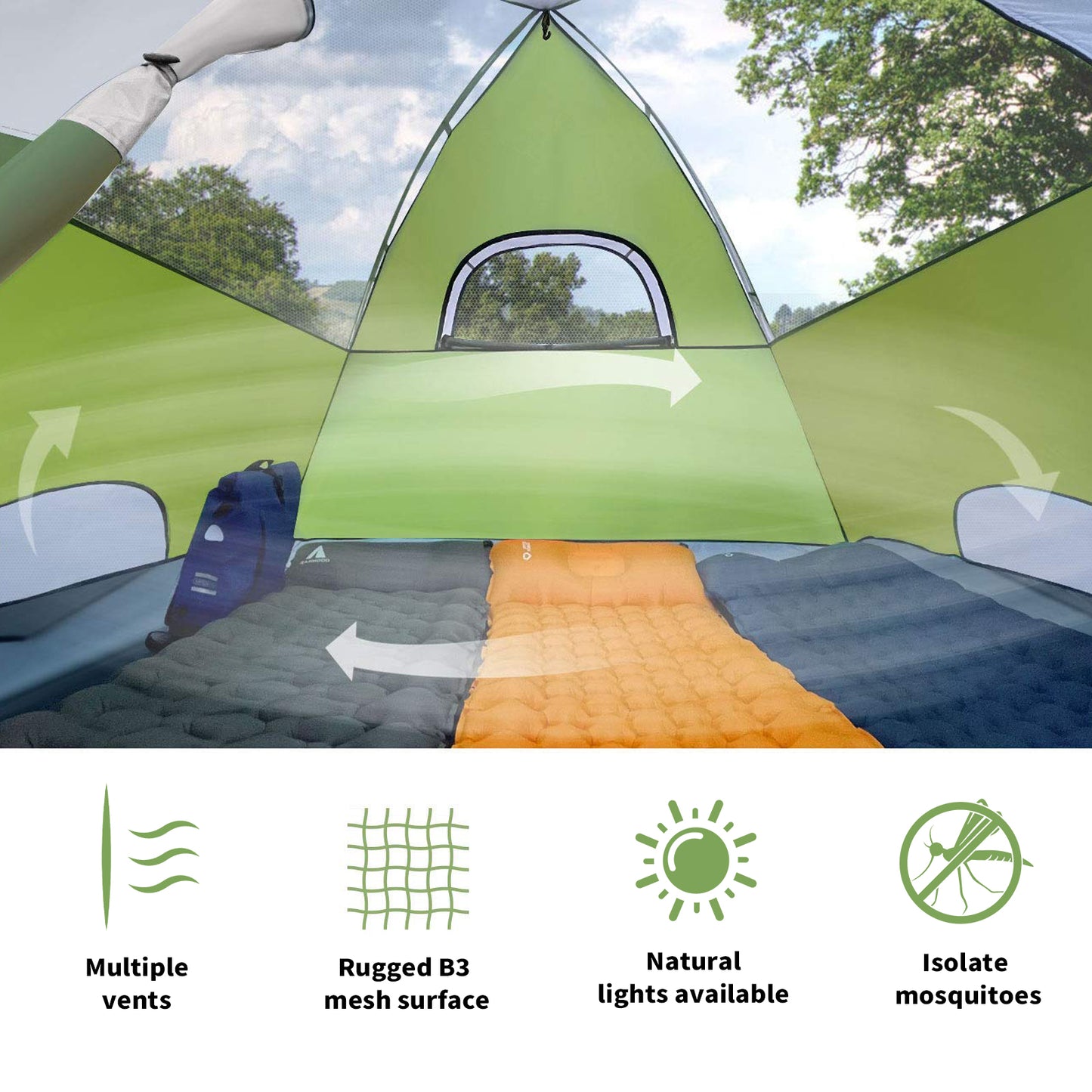 2 Person Tents For Camping - Waterproof Lightweight Outdoor Camping Tents