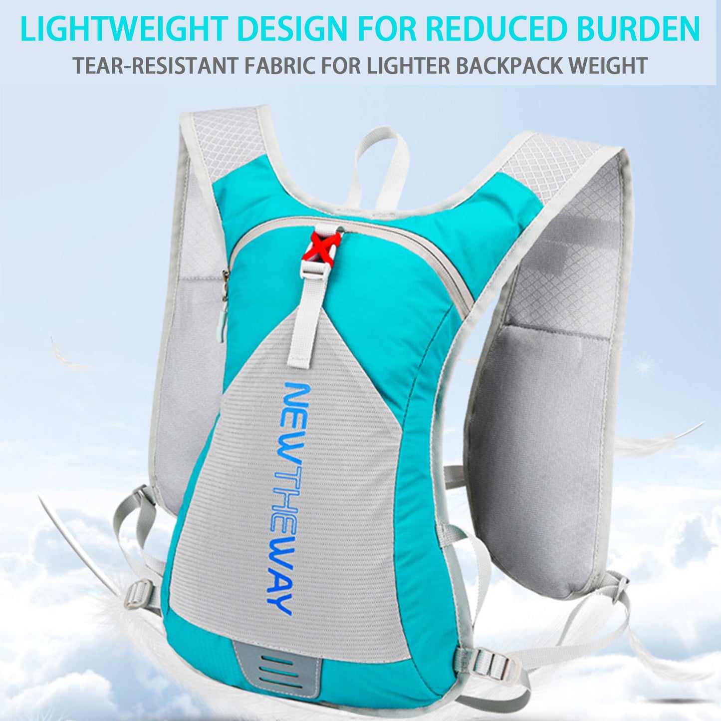 Lightweight Hydration Backpack – Water-Resistant Nylon Hydration Pack, Fits 2L Bladder, Breathable Shoulder Straps, and Reflective Design - Black