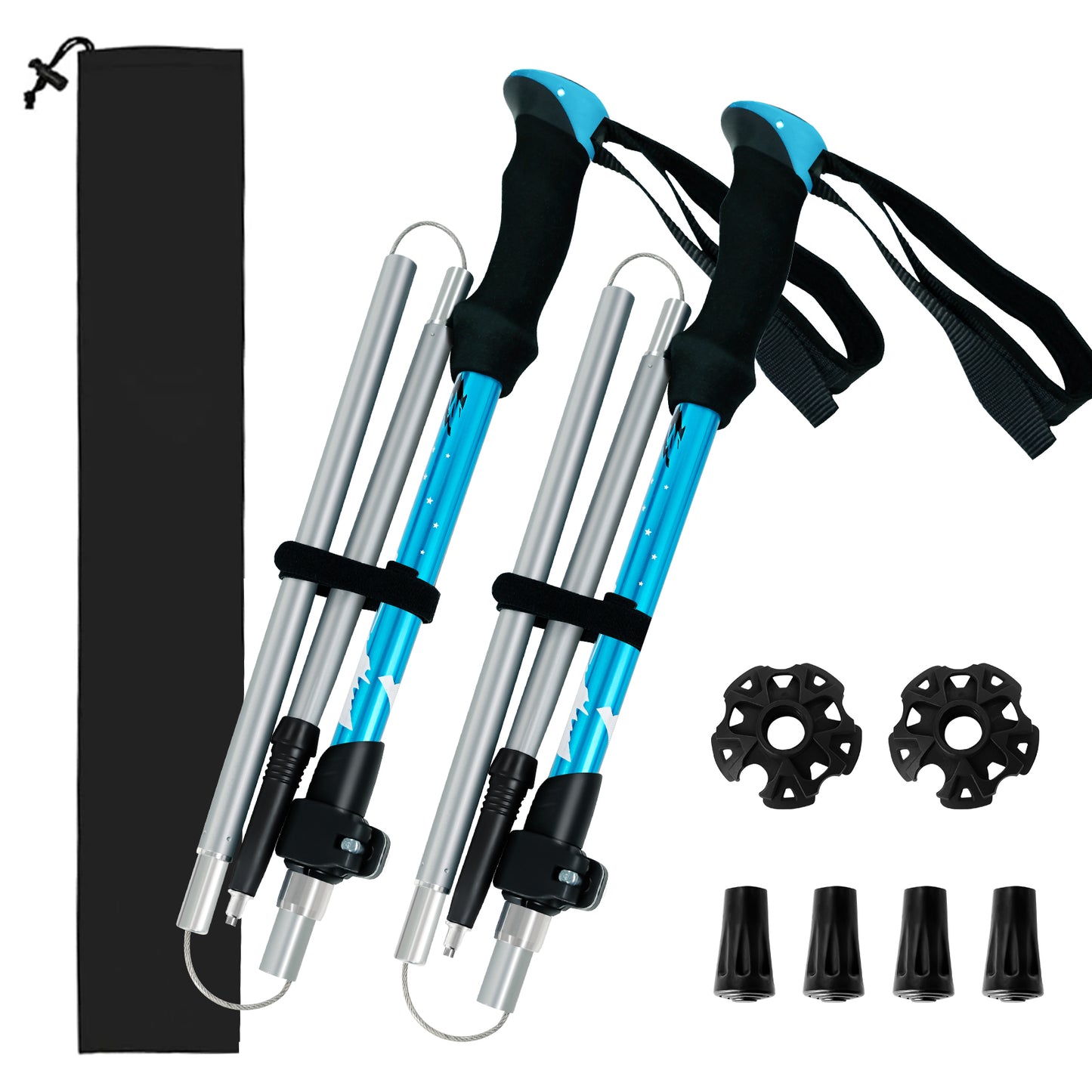 Collapsible Trekking Poles for Hiking - 2 Pack Collapsible Aluminum Walking Sticks