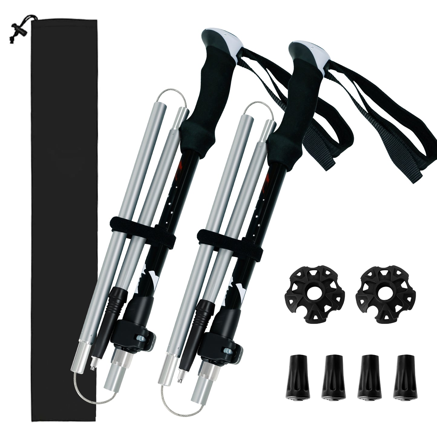 Walking Sticks Collapsible Hiking Poles - 2 Pack Adjustable Aluminum Trekking Poles for Hiking