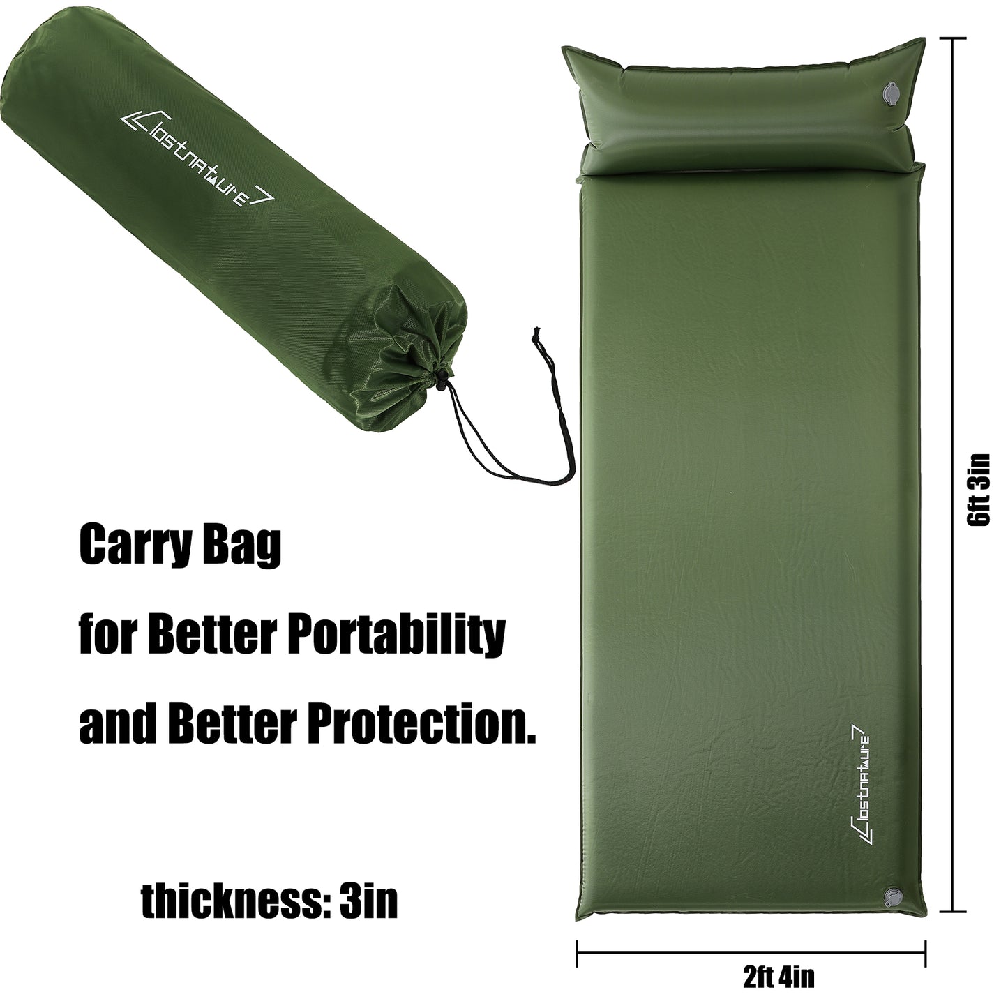 Clostnature Self Inflating Camping Mat - 3 inch/7.6 cm Camping Pad, Lightweight Inflatable Sleeping Mat