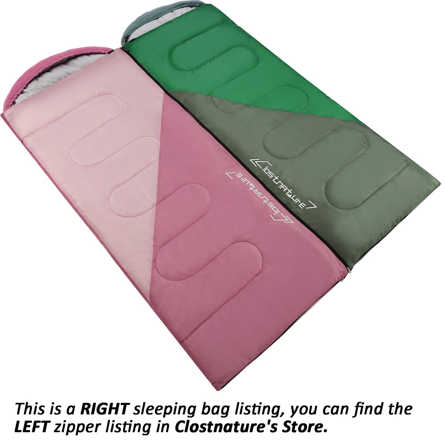 Clostnature Sleeping Bag for Adults and Kids - Compact Lightweight Sleeping Bag(Right zipper)