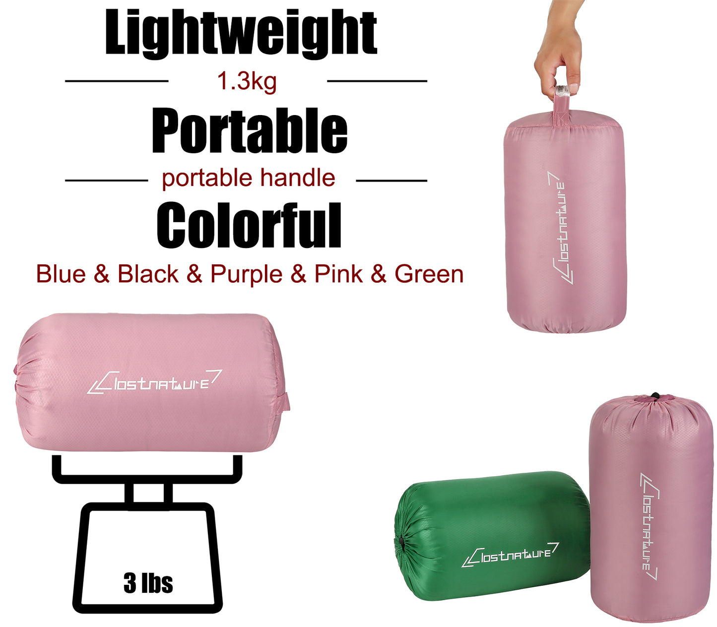 Clostnature Sleeping Bag for Adults and Kids - Compact Lightweight Sleeping Bag(Left zipper)