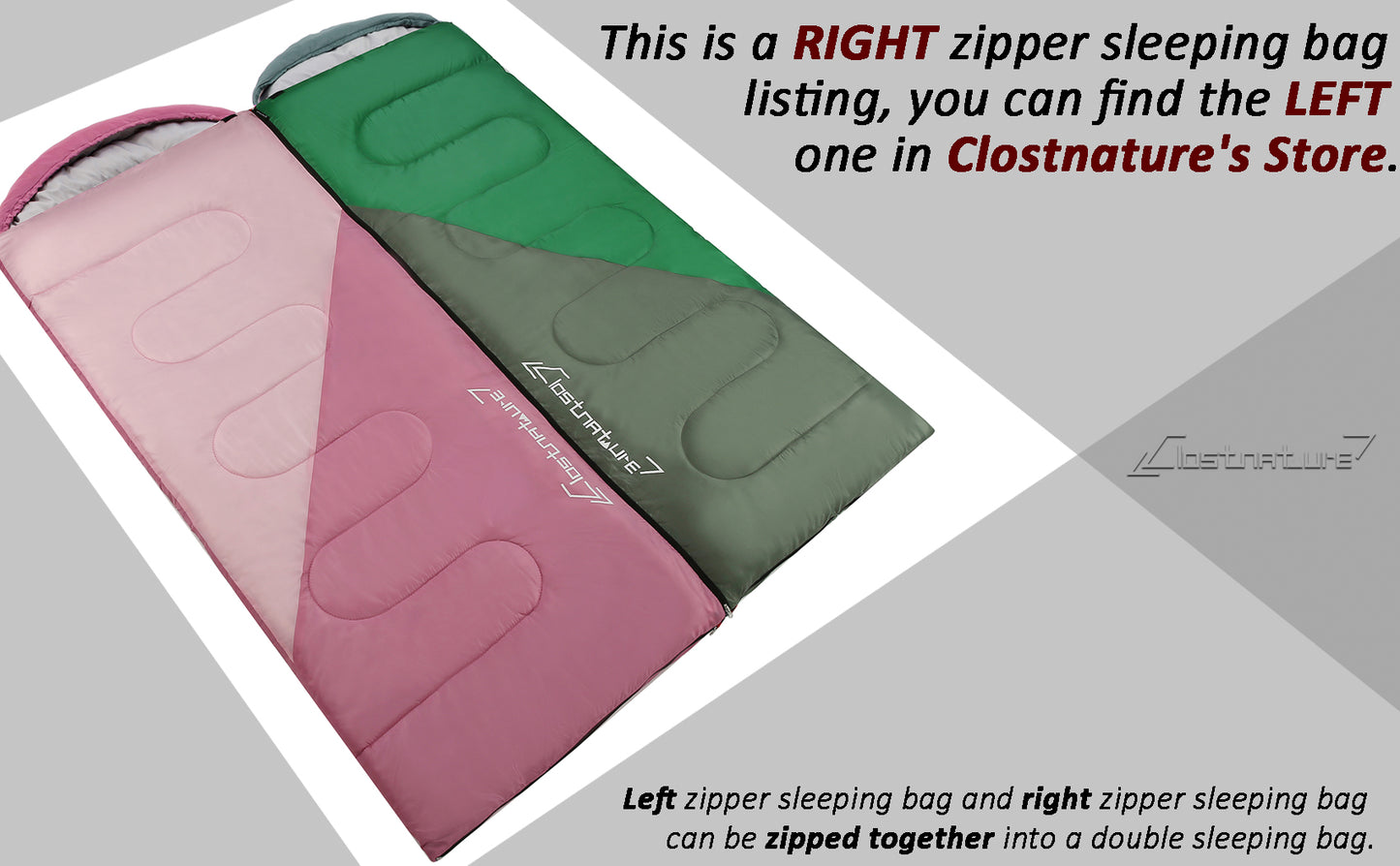 Clostnature Sleeping Bag for Adults and Kids - Lightweight Camping Sleeping Bag for Girls, Boys, Youths(Right zipper)