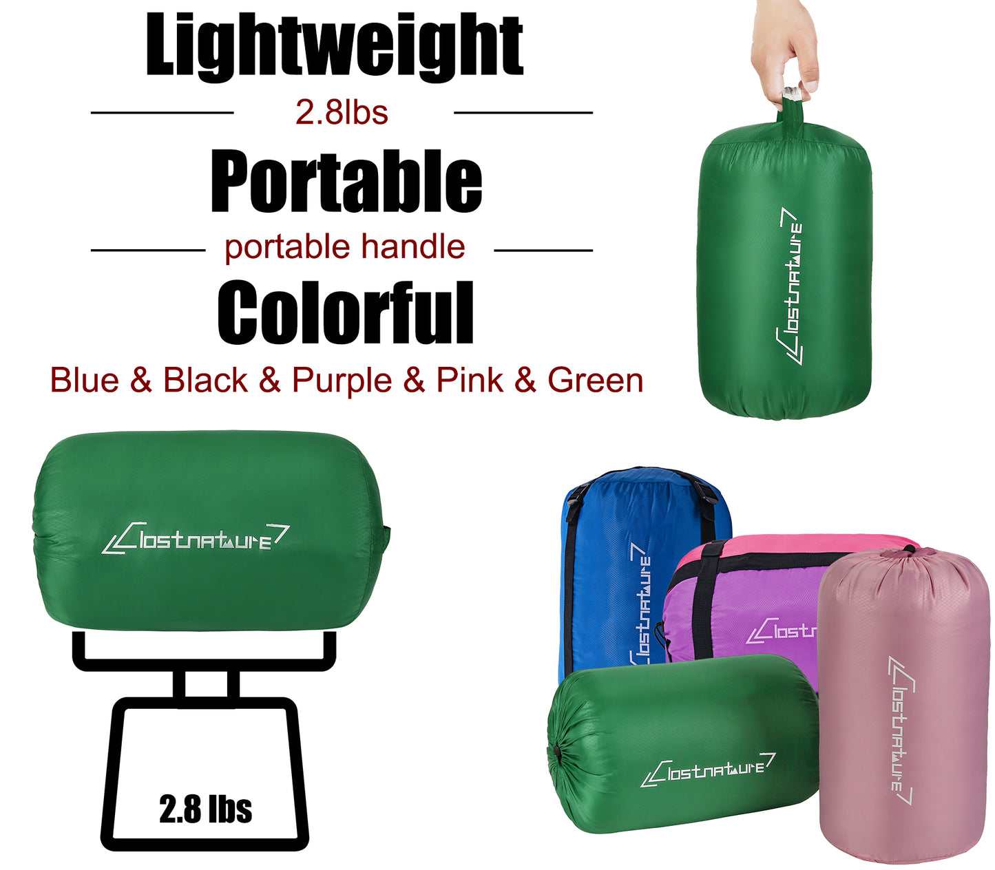 Clostnature Sleeping Bag for Adults and Kids - Compact Lightweight Sleeping Bag(Right zipper)