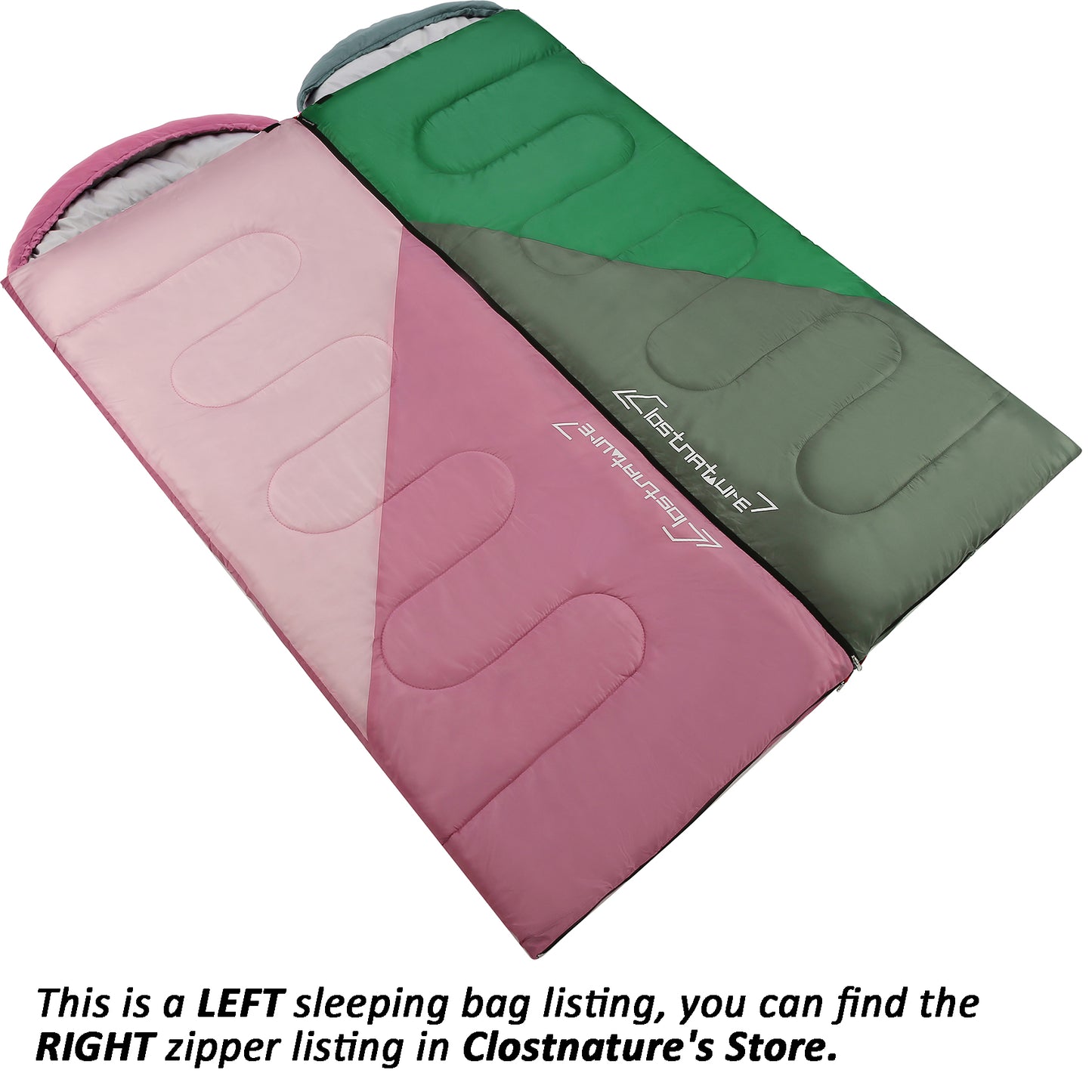 Clostnature Sleeping Bag for Adults and Kids - Lightweight Camping Sleeping Bag for Girls, Boys, Youths(Left zipper)
