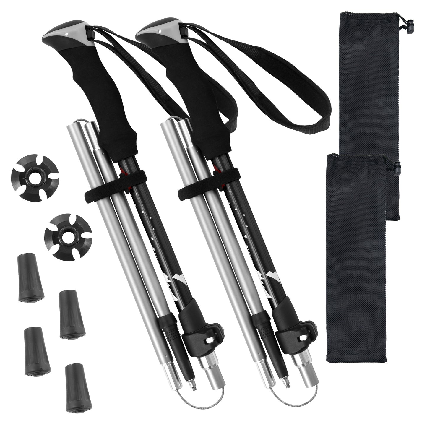 Croosse Trekking Poles for Kids Adult- 2 Pack Lightweight Collapsible Aluminum Hiking Sticks for Camping Backpacking