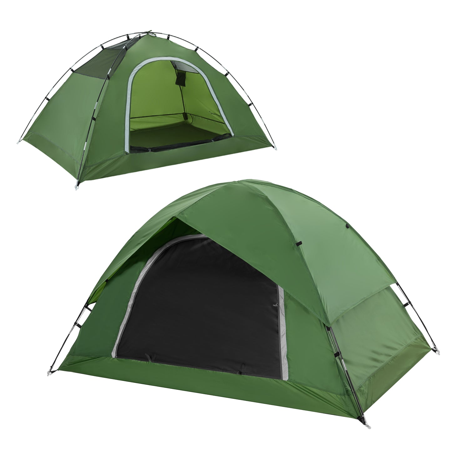 Kroyicegears Camping Tent for 2 Person-Green, 7.1'×4.3'×3.6', 4.99lbs, Two Man Easy Set-up Dome Tent