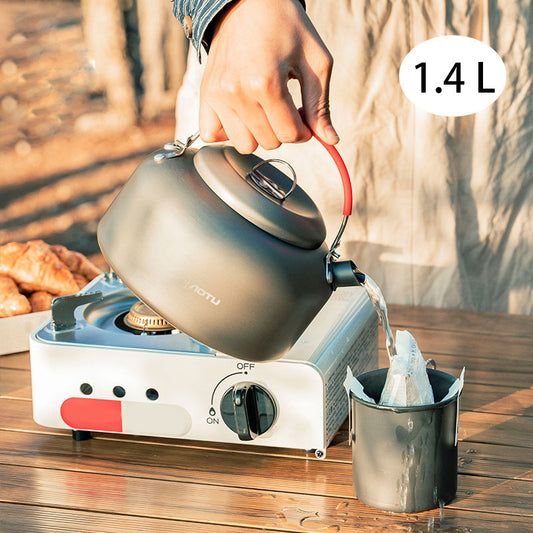 Lightweight Camping Kettle - 1.4L Aluminum Alloy Tea Kettle & Coffee Pot for Outdoor Adventures, Portable & Durable Design