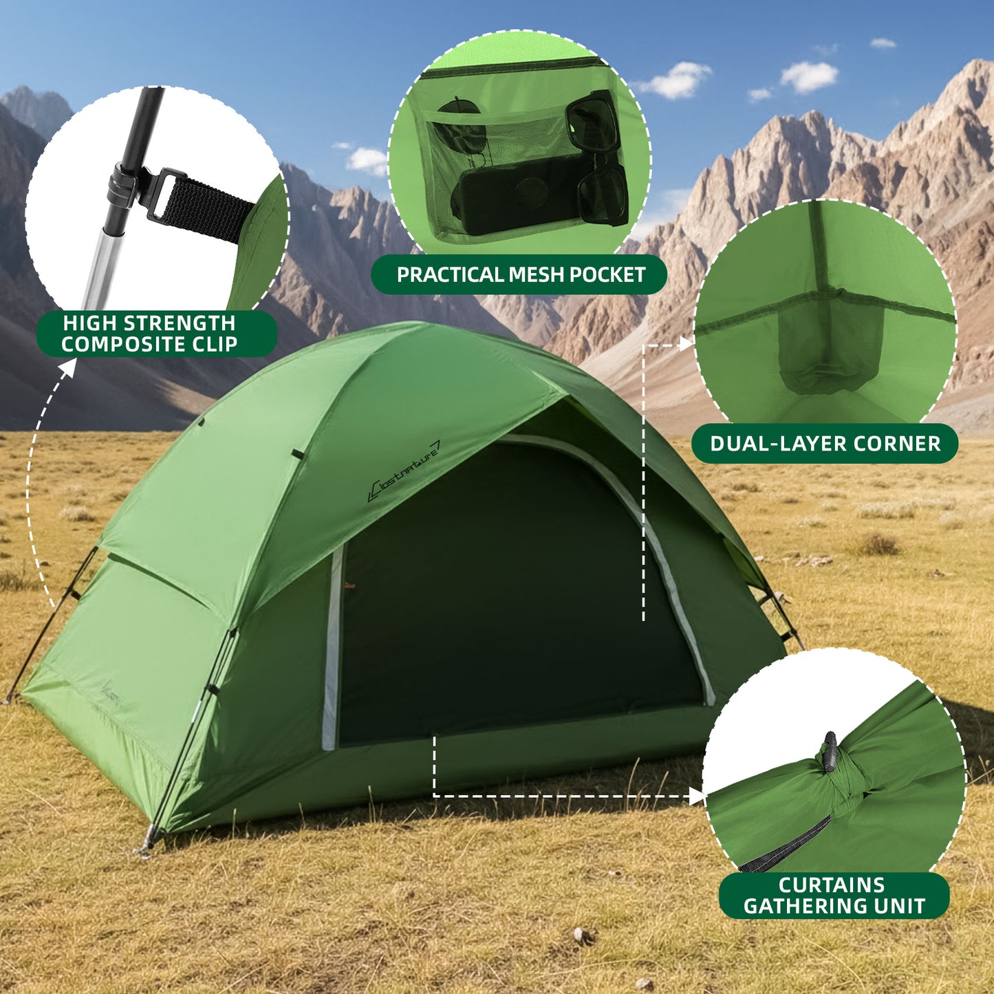 Clostnature Waterproof Camping Tent for 2 Person, Two Man Easy Set Up Tent