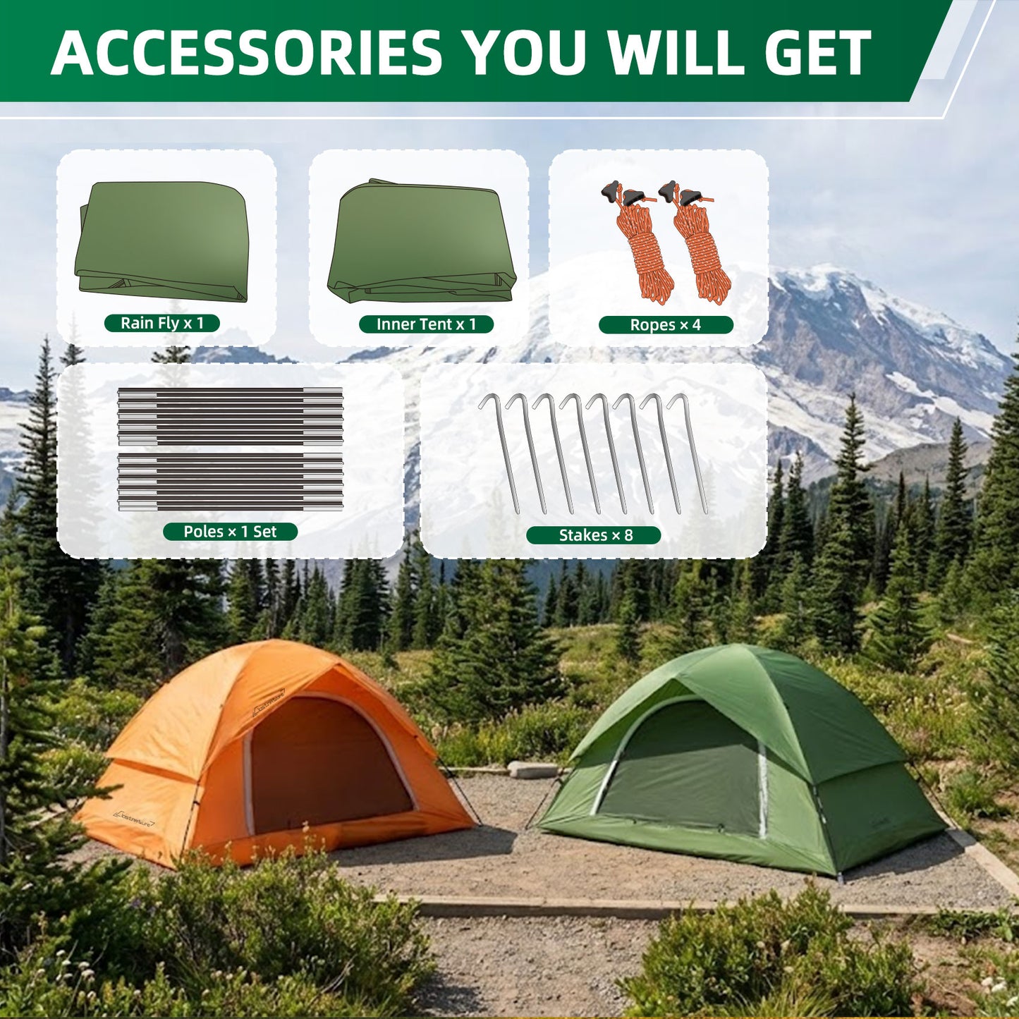 Clostnature Waterproof Camping Tent for 2 Person, Two Man Easy Set Up Tent