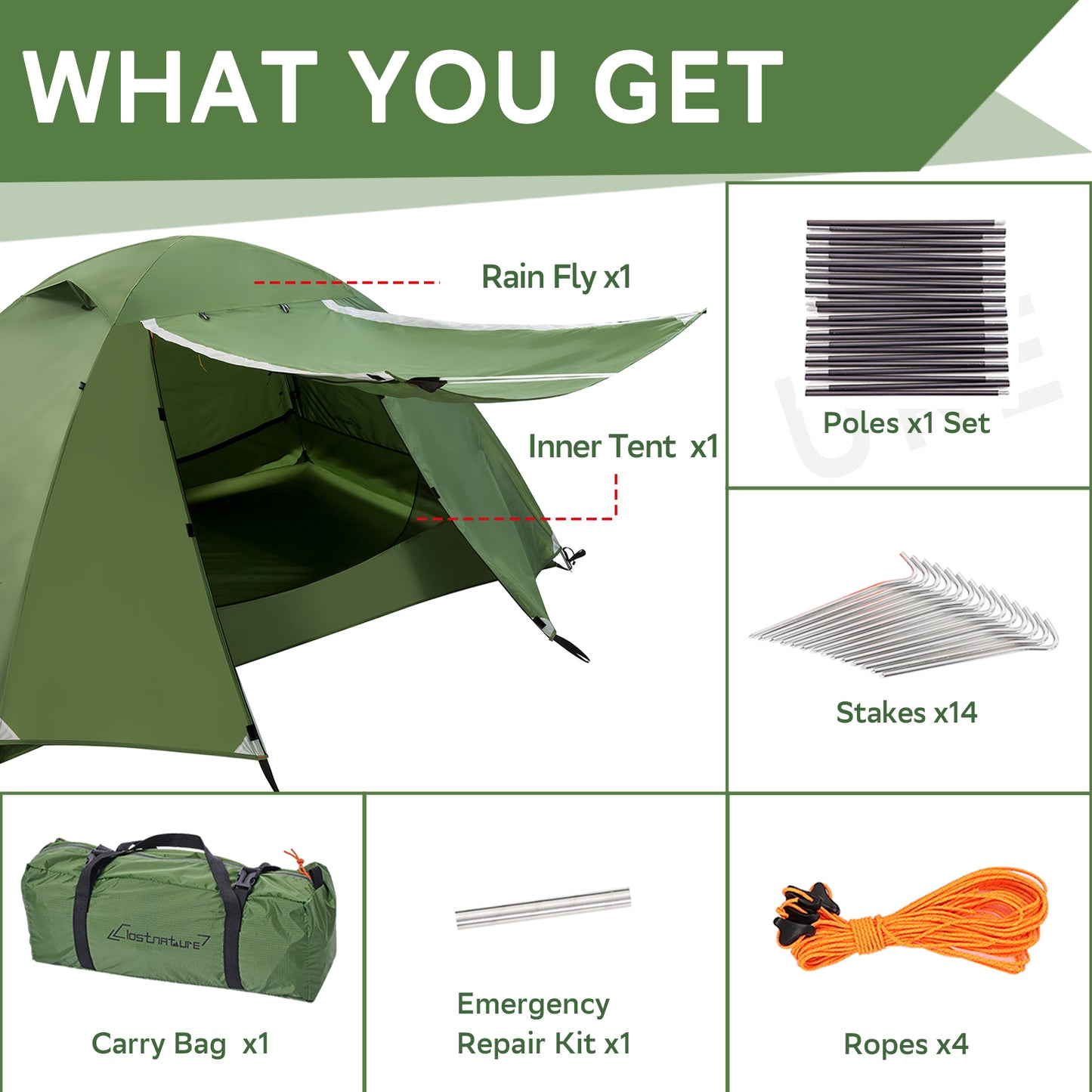 Clostnature 3 Person Lightweight Backpacking Tent, Camping Tent