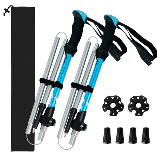 Kroyicegears Collapsible Trekking Poles for Hiking - 2 Pack Collapsible Aluminum Walking Sticks