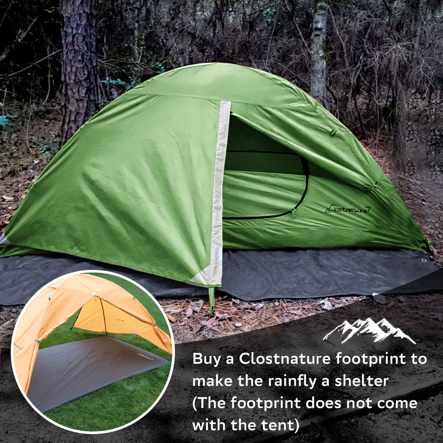 Clostnature 3-Man Tent for Backpacking, 2 Person Waterproof Camping Dome Tents