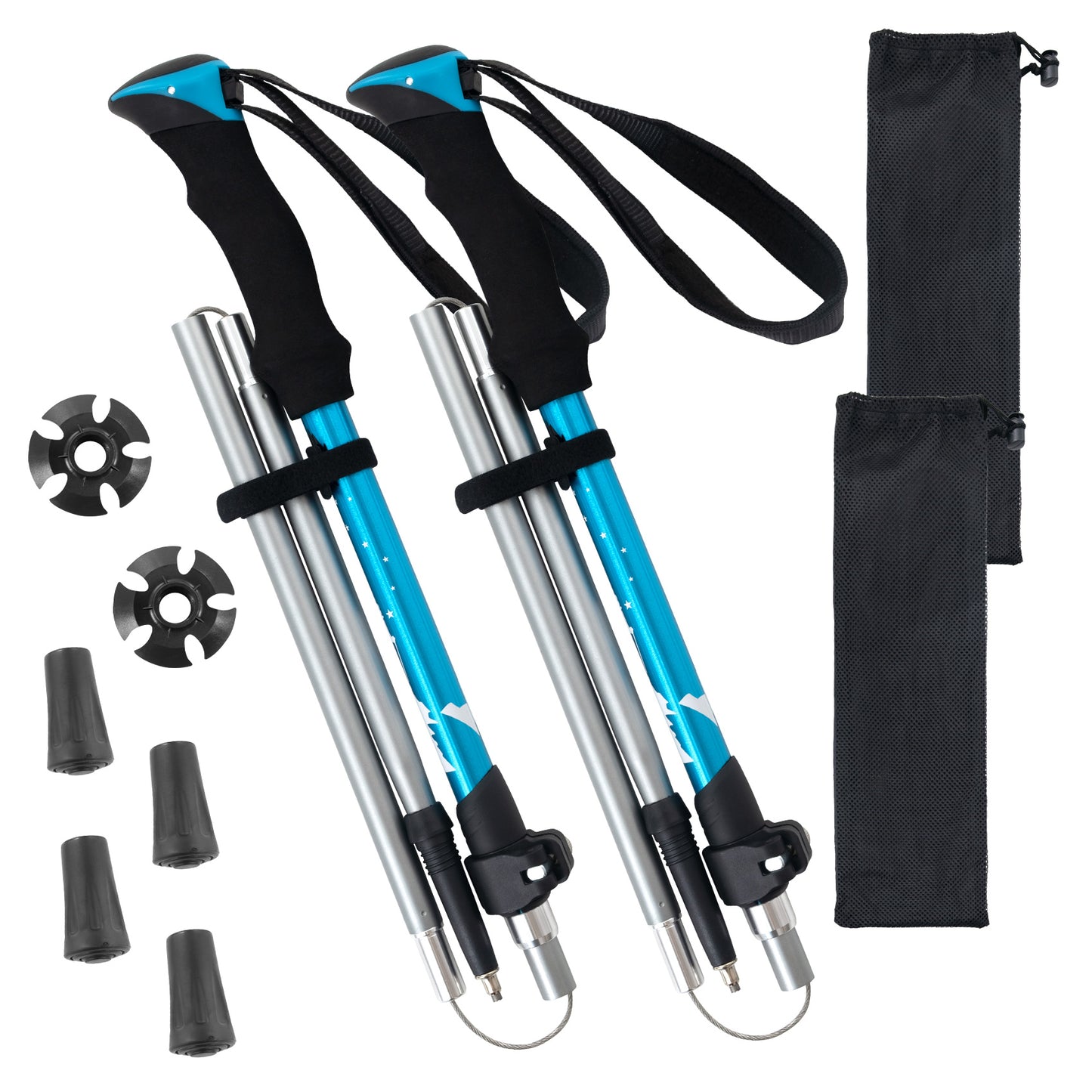 Croosse Trekking Poles for Kids Adult- 2 Pack Lightweight Collapsible Aluminum Hiking Sticks for Camping Backpacking