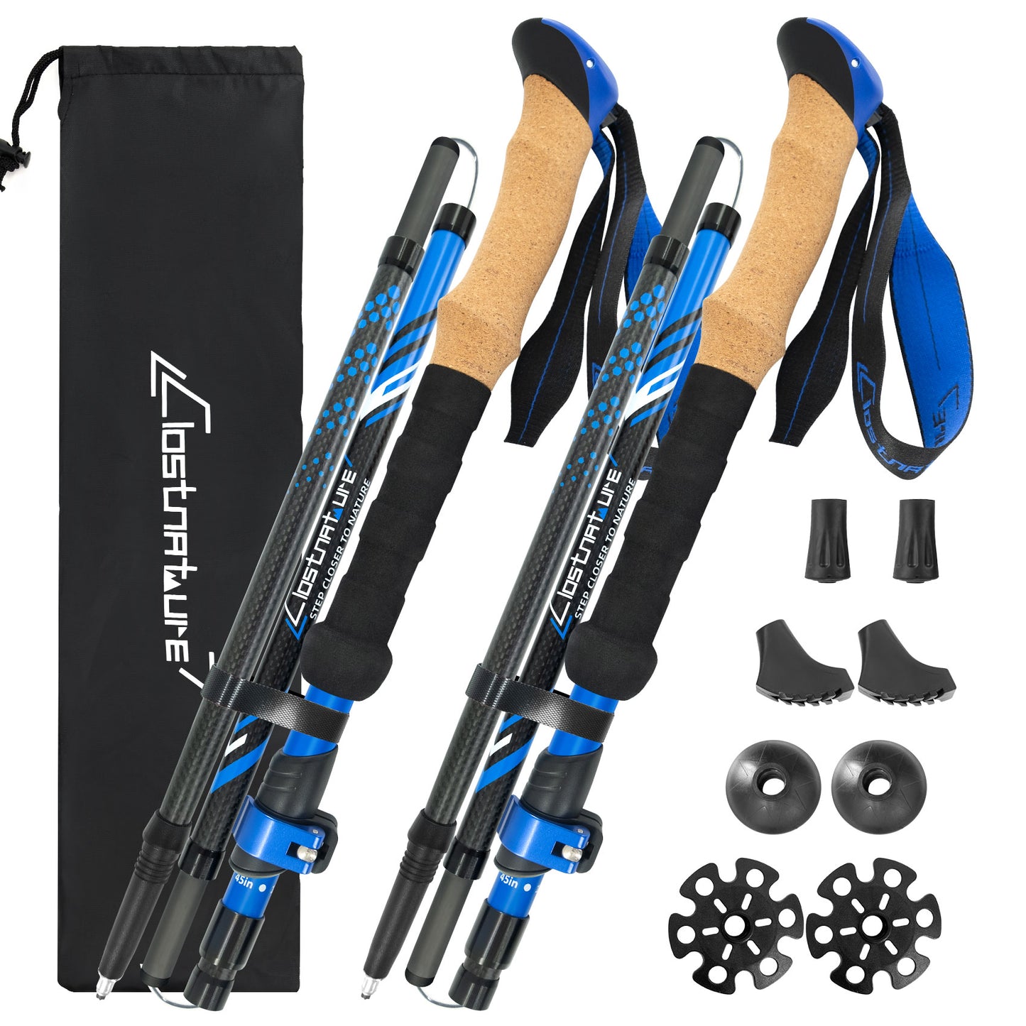 Clostnature Carbon Fiber Collapsible Trekking Poles for Hiking, Walking