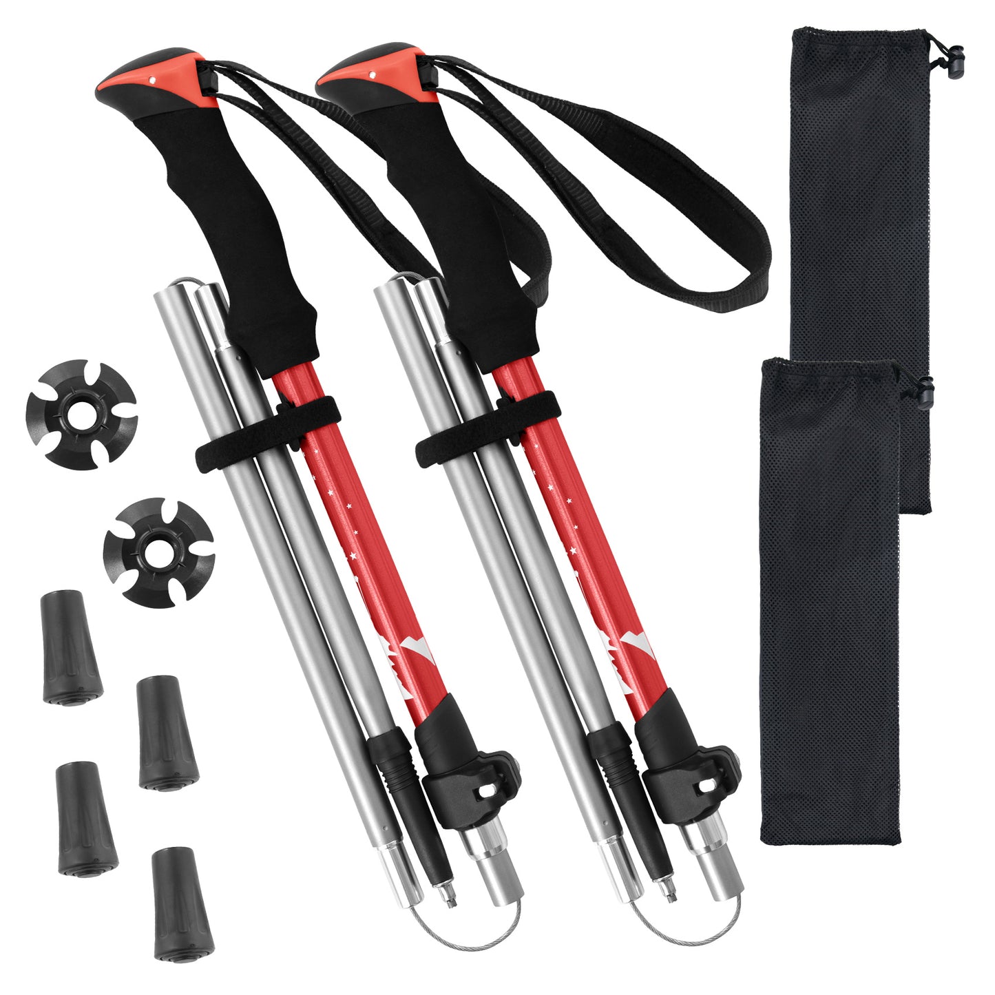 Croosse Trekking Poles for Kids Adult- 2 Pack Lightweight Collapsible Aluminum Hiking Sticks for Camping Backpacking