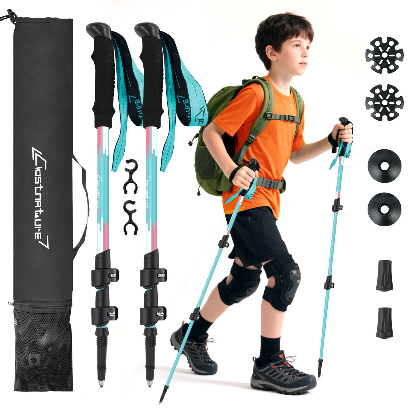 Clostnature Kids Trekking Poles for Hiking, 2 Pack Children Walking Sticks