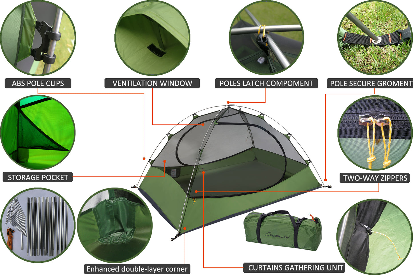 Clostnature 4-Man Lightweight Backpacking Tent - 3 Season Ultralight Waterproof Camping Tent, Large Size Easy Setup Tent for Family, Outdoor, Hiking and Mountaineering